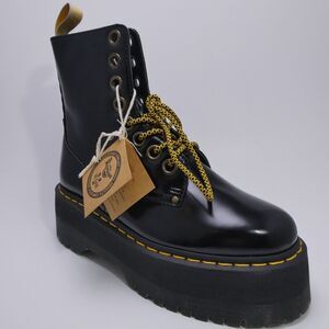 Dr. Martens Jadon Max Combat Platform Boots Black Vegan Women's Size 9